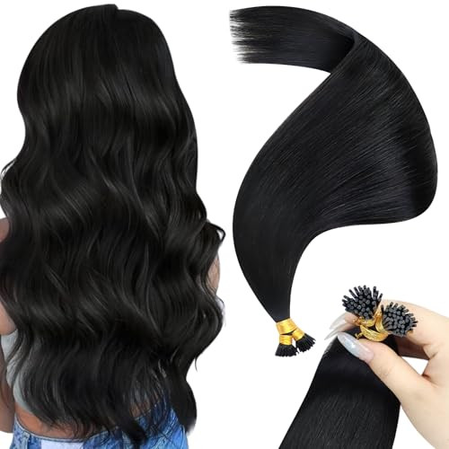 Full Shine I Tip Hair Extensions Real Human Hair 20 Inch Off Black 40 Grams Itip Human Hair Extensions Pre Bonded Extensions Itips Extensions Natural