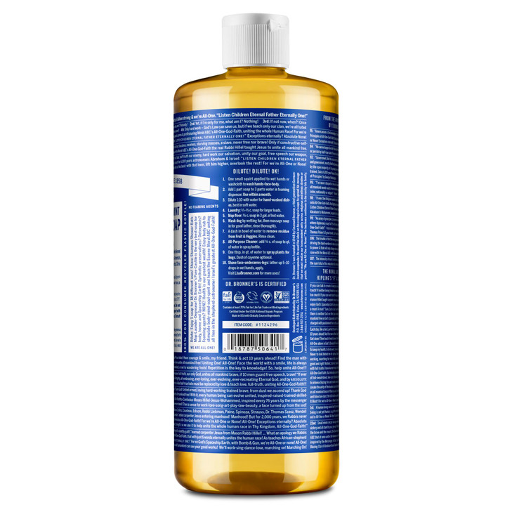 Dr. Bronner's - Pure-Castile Liquid Soap (Peppermint, 25 ounce) - Made with Organic Oils, 18-in-1 Uses: Face, Body, Hair, Laundry, Pets and Dishes, C