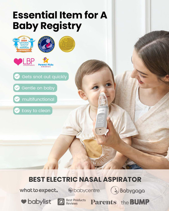 GROWNSY Nasal Aspirator for Baby, Electric Baby Nose Sucker with Larger Suction Chamber and More Powerful Suction, Automatic Nose Cleaner with Music