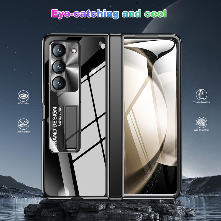 Kaiiecal for Samsung Galaxy Z Fold 5 Case: Sleek Clear Electroplated Stand Protective Phone Case - Anti-Scratches Elegant Luxury Cover for Galaxy Z F