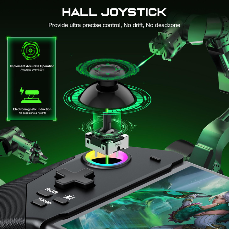 KICKDOT Switch Controllers with Hall Joystick for Nintendo Switch/OLED, Switch Pro Remote Controller Turbo/Dual Motor/4 Game Slot,Wired Joypad Replac