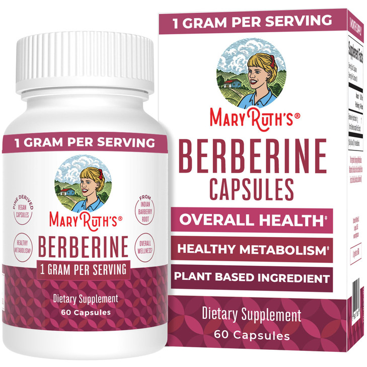 MaryRuth Organics Berberine Supplement | 1000 mg Per Serving | 1 g Berberine | Healthy Metabolism with Diet and Exercise | Overall Health | Vegan Cap
