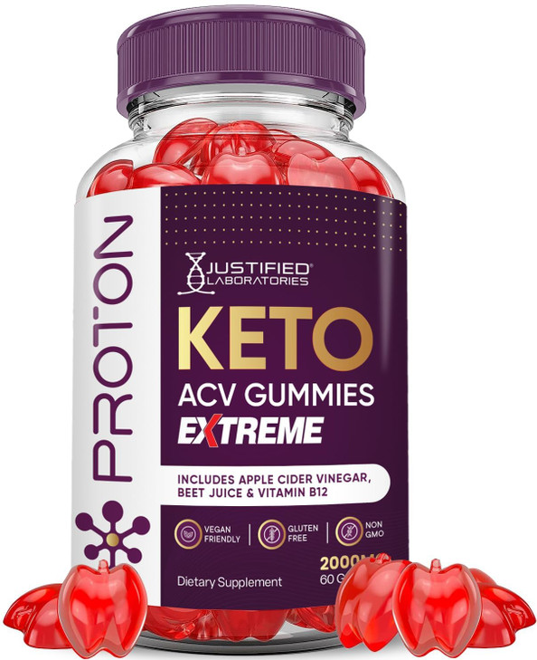 Justified Laboratories Proton Protein Keto ACV Gummies Extreme 2000MG Proton Keto Gummies Apple Cider Vinegar Formulated with Pomegranate Beet Juice