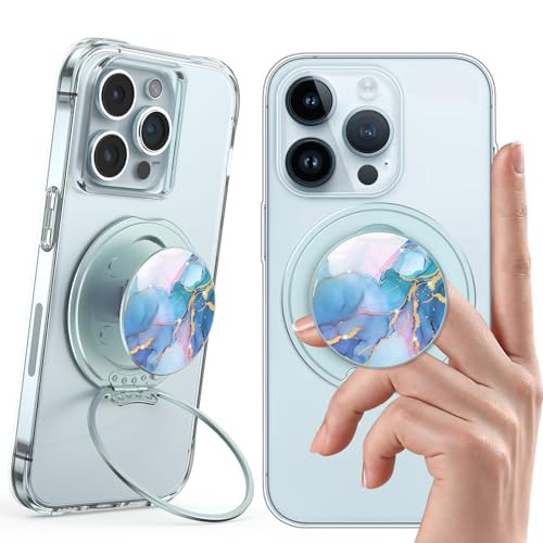 Typecase Phone Grip: Rotatable Ultra Thin Cell Phone Ring Holder for Magnetic Car Mount, Adjustable Finger Ring Kickstand Compatible with Cellphones