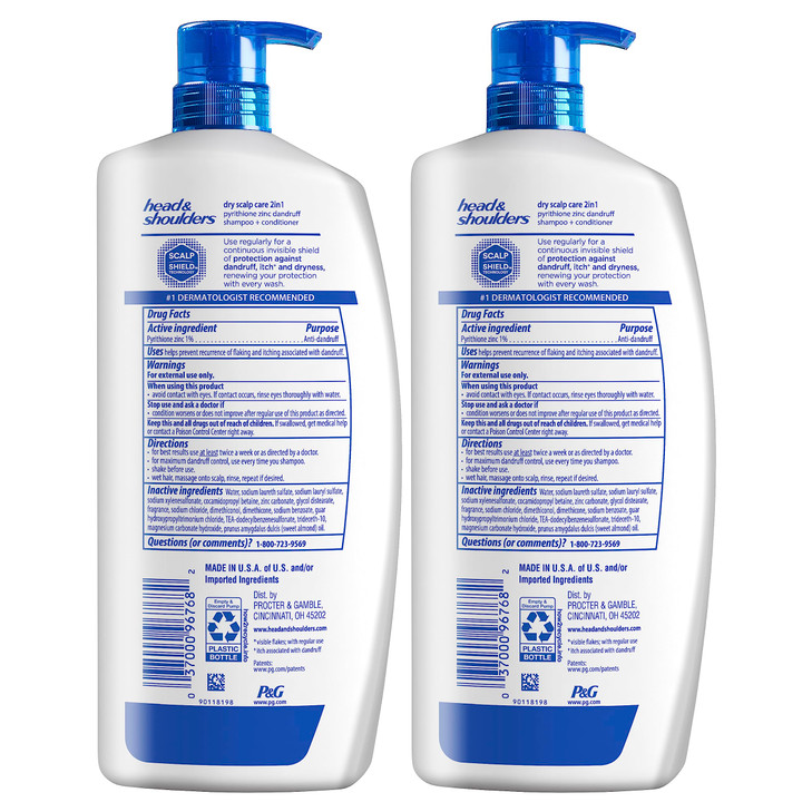Head & Shoulders Anti-Dandruff Shampoo and Conditioner, Dry Scalp Care 2-in-1 Twin Pack, 1% Pyrithione Zinc and Almond Oil, for Itch and Dryness Reli