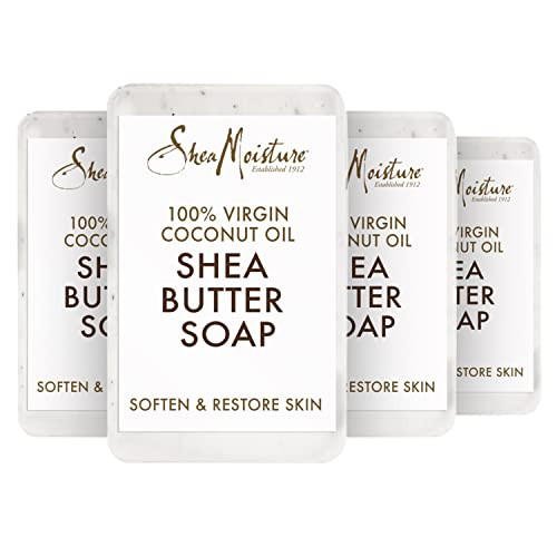 SheaMoisture Shea Butter Soap for All Skin Types 100 percent Virgin Coconut Oil Cruelty Free Skin Care 8 oz 4 Count