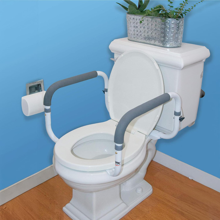 Carex Toilet Safety Frame - Toilet Safety Rails With Adjustable Width - Toilet Rails For Elderly, Handicap, Home Health Care Equipment After Surgery,