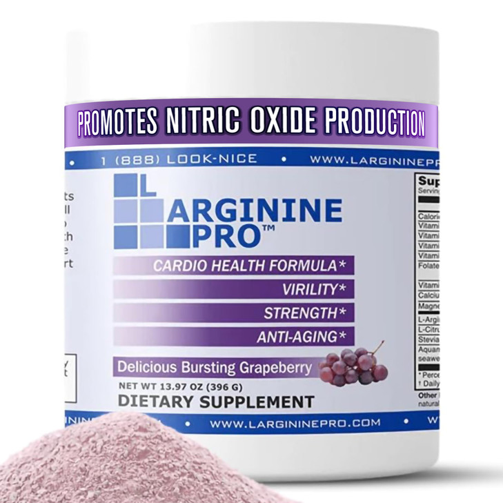 L-Arginine PRO | 5,500mg L-Arginine Plus L-Citrulline 1,100mg Grape Powder Drink Mix Supplement for Increased Nitric Oxide Production
