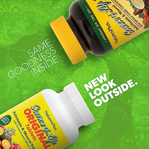 NaturesPlus Source of Life - 90 Tablets - Multivitamin & Mineral Supplement with Concentrated Whole Foods - Gluten Free, Vegetarian - 30 Servings