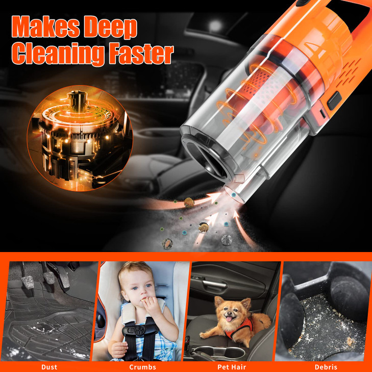 vioview Car Detailing Kit Interior Cleaner, 17Pcs Car Cleaning Supplies with High Power Portable Car Vacuum, Detailing Brush Set, Windshield Cleaner,