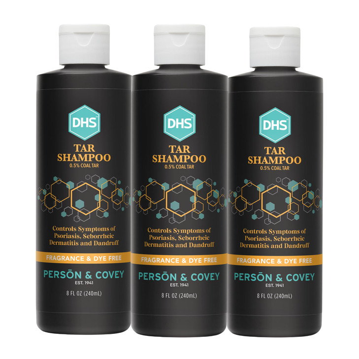 DHS Person & Covey, Inc Coal Tar Shampoo - Dandruff Shampoo for Men & Women, Psoriasis & Dandruff Hair Care for Itchy Scalp, Unscented Seborrheic Der