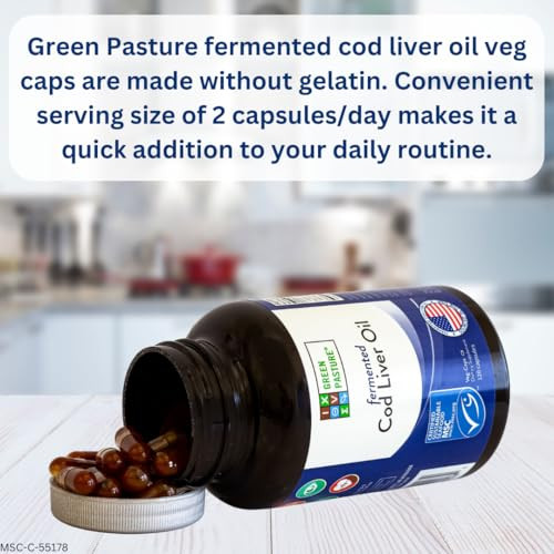 Green Pasture Fermented Cod Liver Oil -Non-Gelatin 120 Capsules