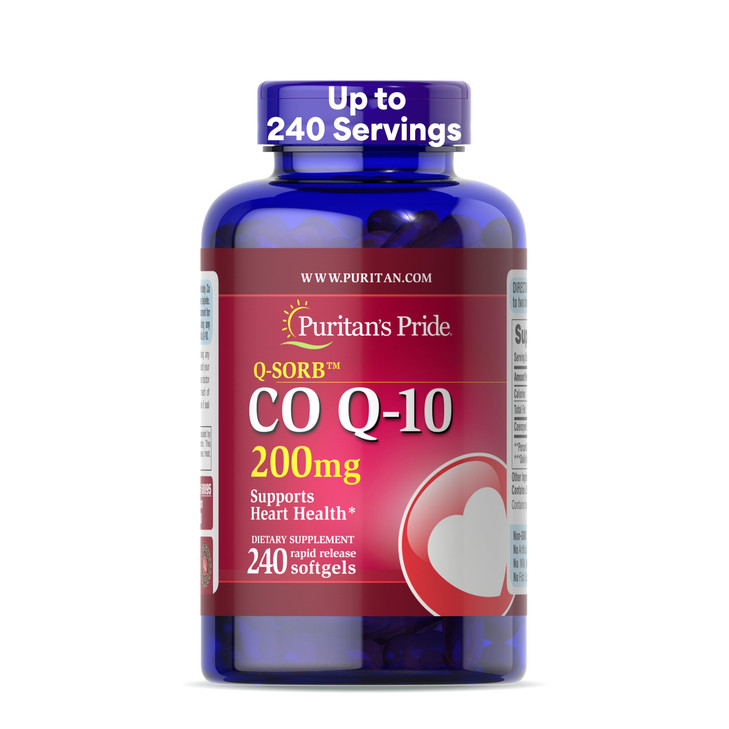 Puritan's Pride Coenzyme CoQ10 200mg, Dietary Supplement for Heart Health, Blood Pressure, Oral Gum Health, and Healthy Aging Support, 240 Servings,