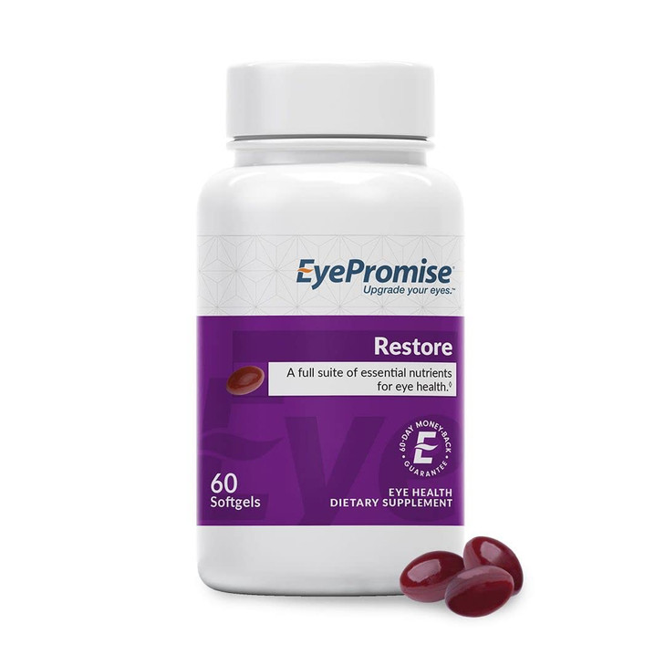 EyePromise Restore Eye Health Supplement - 60 Softgels, 30-Day Supply - Omega 3 Supplement with Zeaxanthin, Lutein, Fish Oil, EPA, DHA & Vitamins for