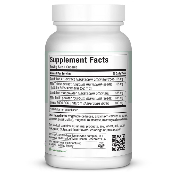 Maxi Health Livamax - Liver Formula - with Milk Thistle and Dandelion Root - 120 Capsules - Kosher