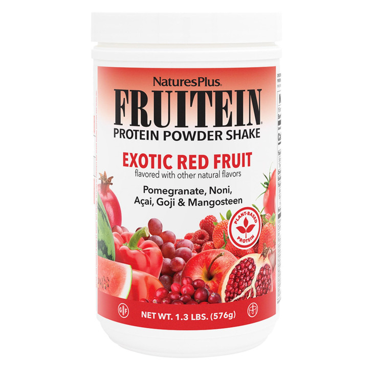 NaturesPlus FRUITEIN Exotic Red Fruit Shake - 1.3 lbs - 13 Grams of Plant-Based Protein Per Serving - Supports Energy & Immune System - Vegetarian, G