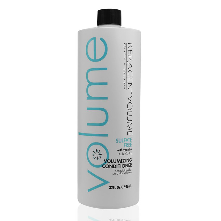 KERAGEN - Volumizing Conditioner for Fine Hair with Keratin and Collagen, Sulfate Free 32 Oz - Add Thickness, Hydrates and Enhances Hair Volume, with