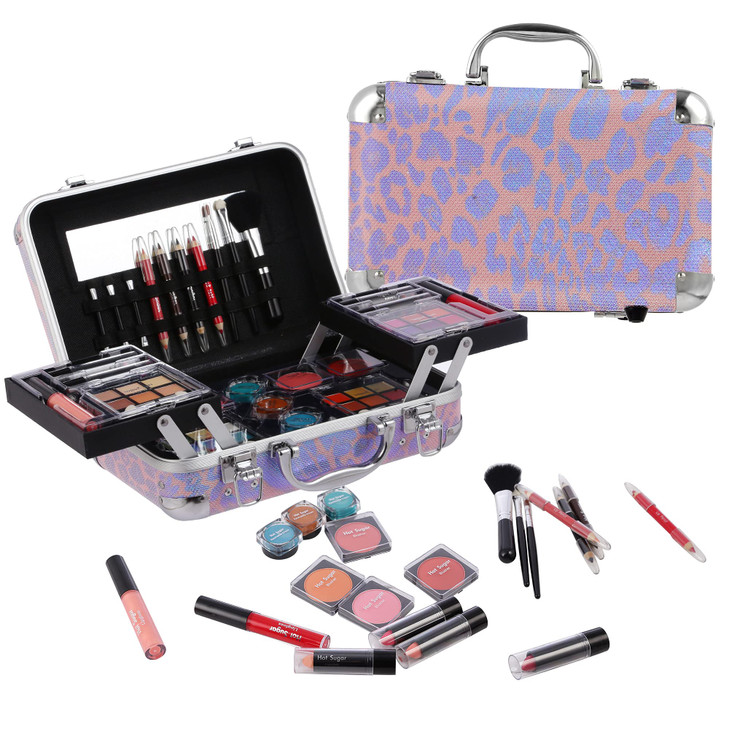 Hot Sugar All In One Makeup Set for Adults and Girls - Full Makeup Kit for Beginners With Eye Shadow Palette, Blush, Lip Gloss, Brush, Mirror (Pink L