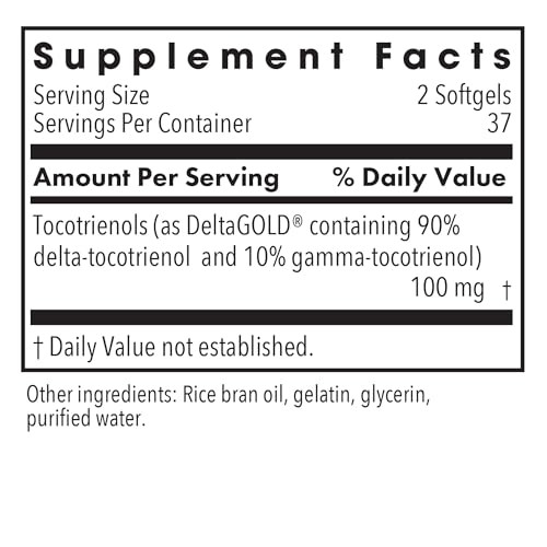 Allergy Research Group Delta-Fraction Tocotrienols Supplement - 50 mg Vitamin E, Annatto, Gamma, Tocotrienols Only, Tocopherol-Free, Hypoallergenic,