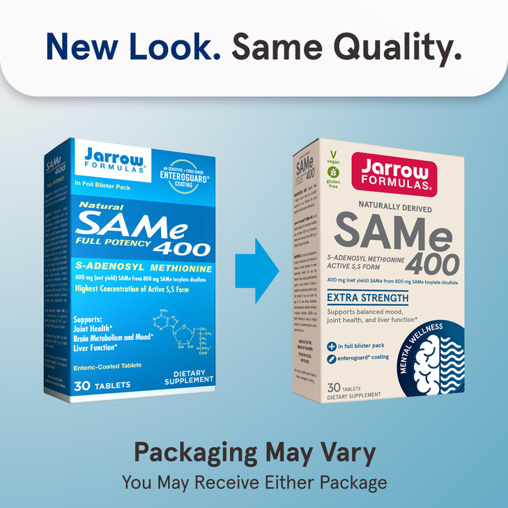 Jarrow Formulas Same Supplement 400 mg - 30 Tablets - High Concentration of Active S,S Form - Supports Joint Health, Liver Function, Brain Metabolism