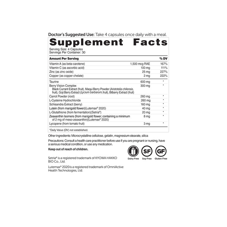 Dr. Whitaker's Vision Essentials Gold - Eye Health Supplement with 40 mg of Lutein Plus, Zeaxanthin & Taurine - Supports Macular Health and Shields E