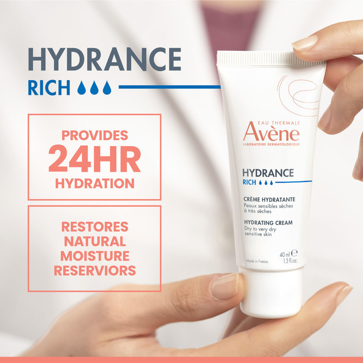 Avène Hydrance RICH Hydrating Cream, Daily Face Moisturizer, Soothes feelings of skin tightness & discomfort associated with dryness, Dry skin moistu