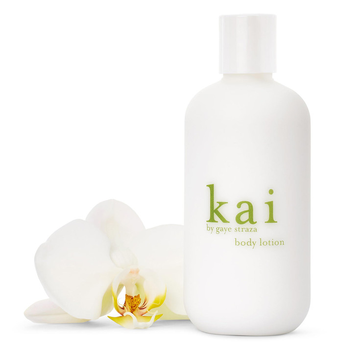 kai body lotion - a nourishing shea butter body lotion scented with fresh & light gardenia wrapped in white exotics, 8 oz | supple, glowing skin, veg