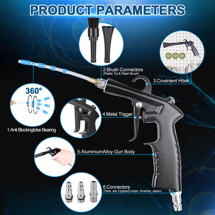Car Cleaning Gun Detailing Interior Dryer Air Blow Gun, High Pressure Blower Gun, Car Detailing Kit Interior Cleaner, Car Detailing Tools for Car Qui