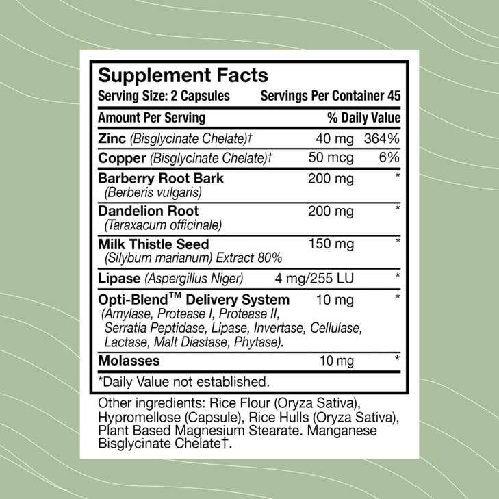 Optimal Health Systems Liver/Kidney | Detox & Cleanse | Milk Thistle, Dandelion, Barberry, Molasses + Opti-Blend Enzymes for Absorption | 90 Capsules