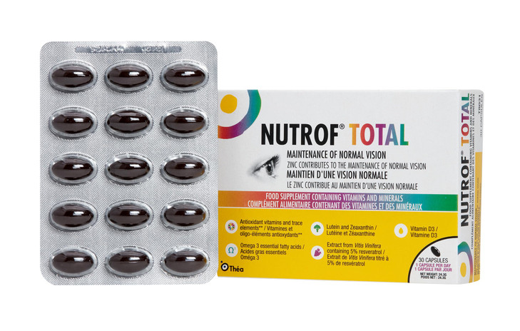 Nutrof Total Capsules  Eye Health Supplement with Lutein, Zeaxanthin, Omega 3, and Antioxidants | Essential Nutrients for Optimal Eye Health | Pack