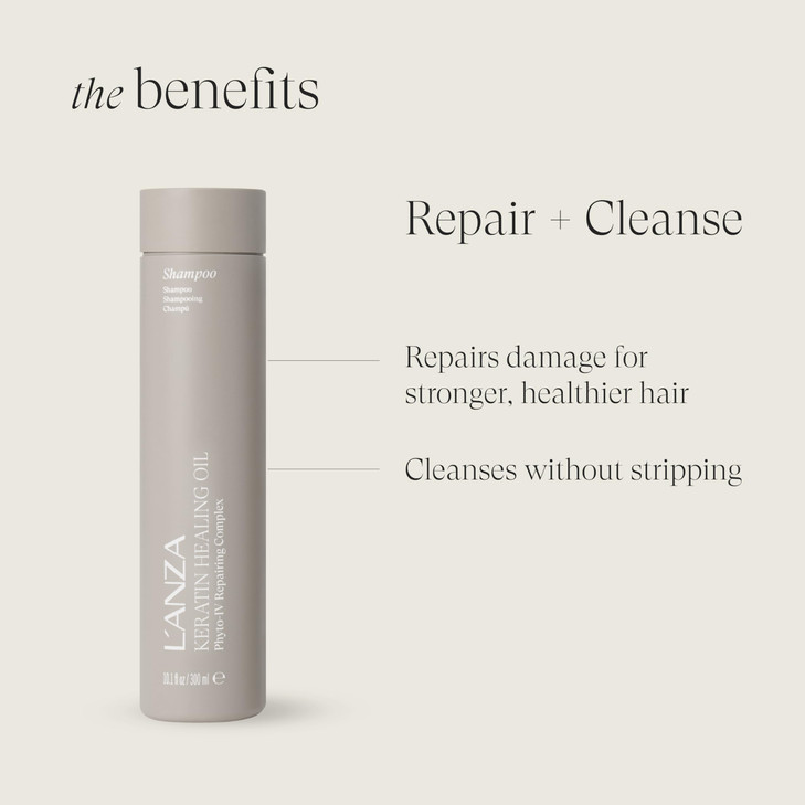 L'ANZA Keratin Healing Oil Shampoo Hydrating Cleanse, Boosts Softness, Adds Lustrous Shine, Anti-Frizz, Color Safe, Strengthening Anti-Humidity Stren