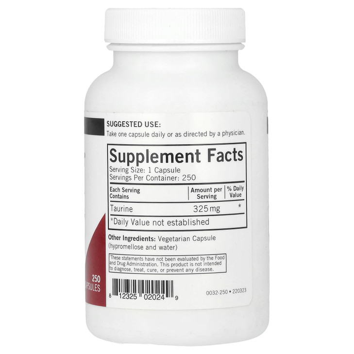 L-Taurine 325 mg Capsules - Hypo - 250 ct.