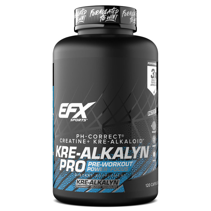 EFX Sports Kre-Alkalyn Pro | pH Correct Creatine Monohydrate Pill Supplement | Muscle Building Pre Workout for Men & Women | 60 Servings, 120 Capsule