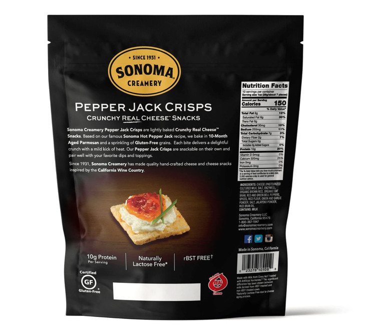 Sonoma Creamery - Cheese Crisps, Pepper Jack, 10 Oz (3 Count) | High Protein | Low Carb | Gluten Free | Keto-Friendly
