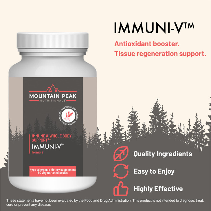 Mountain Peak Nutritionals Immuni-V - Immune System & Whole Body Support Supplement - Natural Antioxidant Booster with Humic Acid, Olive Extract, & E