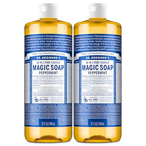 Dr. Bronner's Pure-Castile Magic Liquid Soap- Made with Regenerative Organic Oils- For Body, Face, Hair, Dishes, Pets, Laundry Natural, Vegan, Non-GM