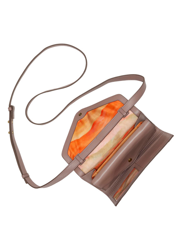 Lucky Brand Love leather Crossbody Wallet convertible purse with adjustable strap interior wallet function, One Size US