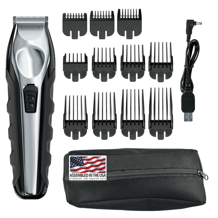 Wahl USA Lithium Ion Total Beard Trimmer for Men with 11 Guide Combs for Easy Trimming, Detailing, & Grooming  Model 9888