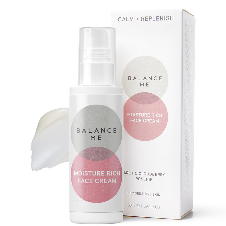 Balance Me Moisture Rich Face Cream 1.7 fl oz, Face Moisturizer for Dry Skin, Hydration and Reducing Redness