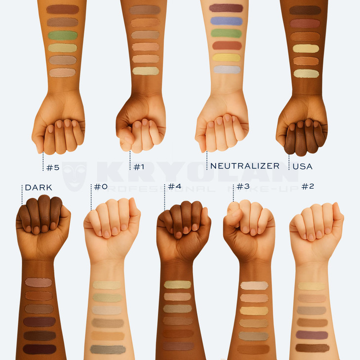 Kryolan Concealer Circle (N) - Full Coverage 6-Color Cream Concealer Palette - Color Corrector For Dark Circles - Hides Redness, Blemishes & Spots -