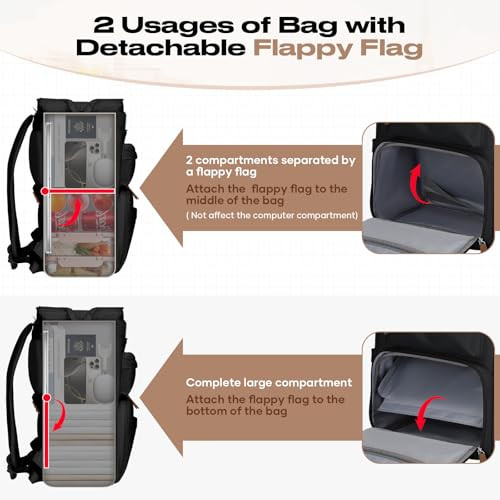 Maelstrom Travel Backpack for Women Men,Laptop Backpack Fits 15.6-17.3 Inch Laptop, Nurse/Work Bag with Insulated Lunch Box (Black)