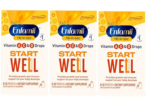 Enfamil Tri-Vi-Sol Vitamin A, C & D Multi-Vitamin Drops for Infants, Supports Growth & Immune Health, 50 mL Dropper Bottle (Pack of 2)