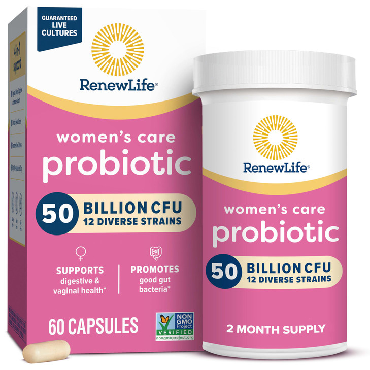 Renew Life Women's Probiotic Capsules, 50 Billion CFU Guaranteed, Supports pH Balance, Vaginal, Urinary, Digestive and Immune Health(2), L. Rhamnosus