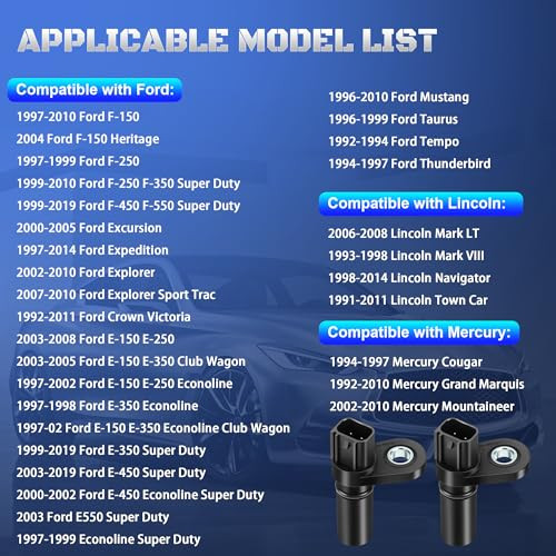 Set of 2 Camshaft Position Sensor Compatible with Ford F150 F250 F350 E150 E250 E350 Explorer Mustang Expedition Taurus Replaces 1W7Z6B288AB, PC643,