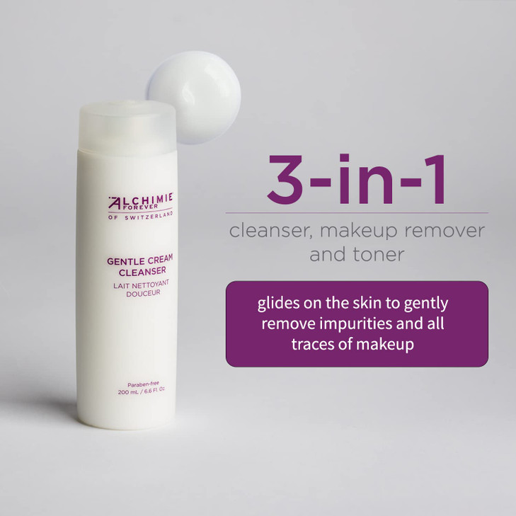 Alchimie Forever Gentle Face Cream Cleanser, Hydrates, Brightens & Reduces the Appearance of Redness - Softly Removes Dirt, Oil, Makeup & impurities