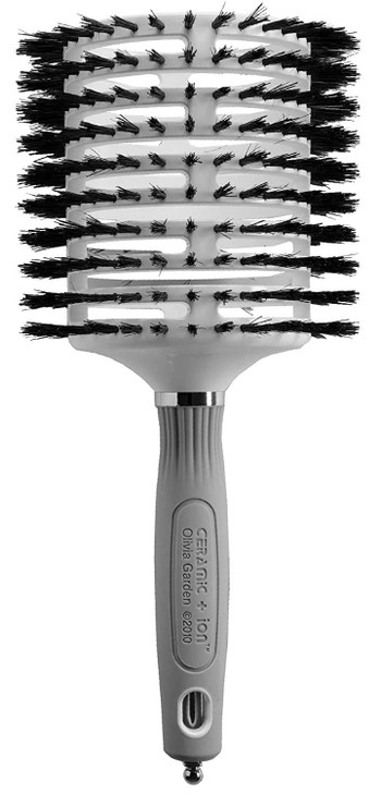 Olivia Garden Ceramic and Ion Turbo Vent 100% Boar Bristle Hair Brush with Sectioning Pick - Round 4 1/2" (CI-BR)
