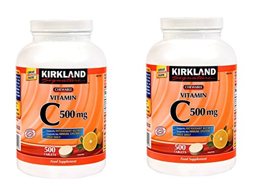 Kirkland Signature Vitamin C 500mg 2-Pack or 1000 Tangy Orange Chewable Tablets