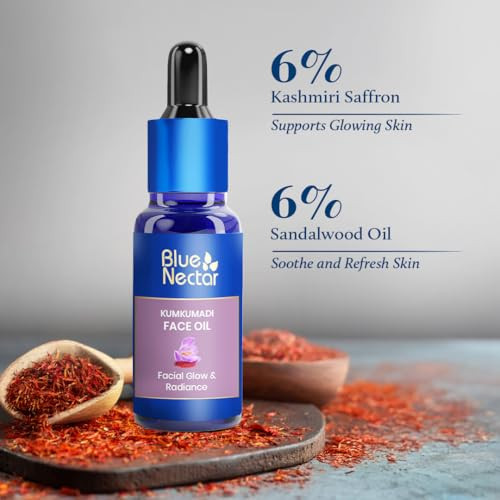 Blue Nectar Kumkumadi Oil for Face | Ayurvedic Anti Aging serum for appearance & Radiance | Saffron & Sandalwood Kumkumadi Tailam Face Oil for Glowin