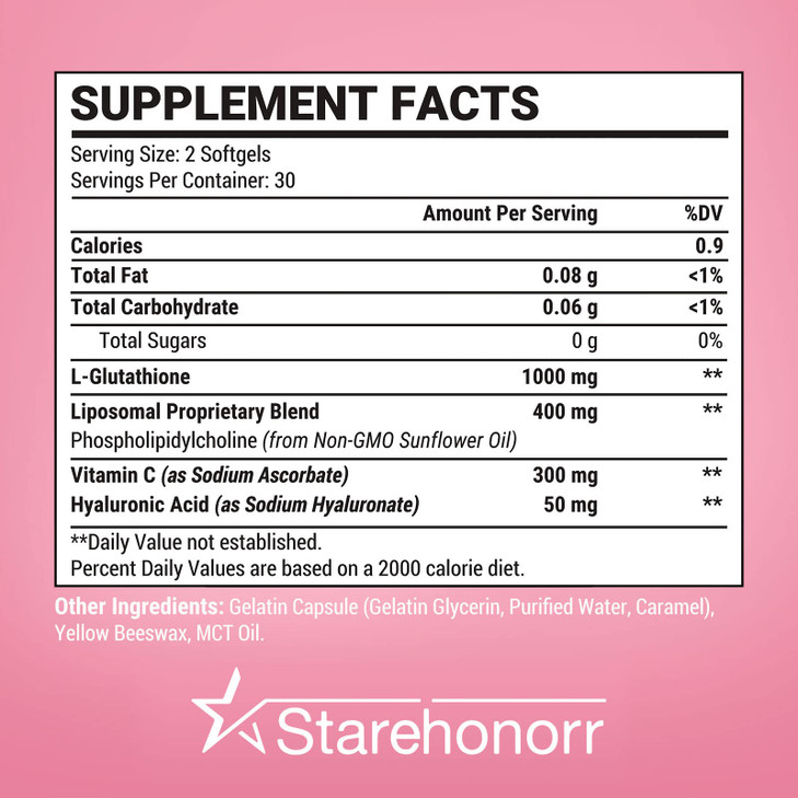 Starehonorr Liposomal Glutathione Softgels 1500MG, Reduced Glutathione Supplement with Vitamin C, Better Absorption, Non-GMO Powerful Antioxidant for