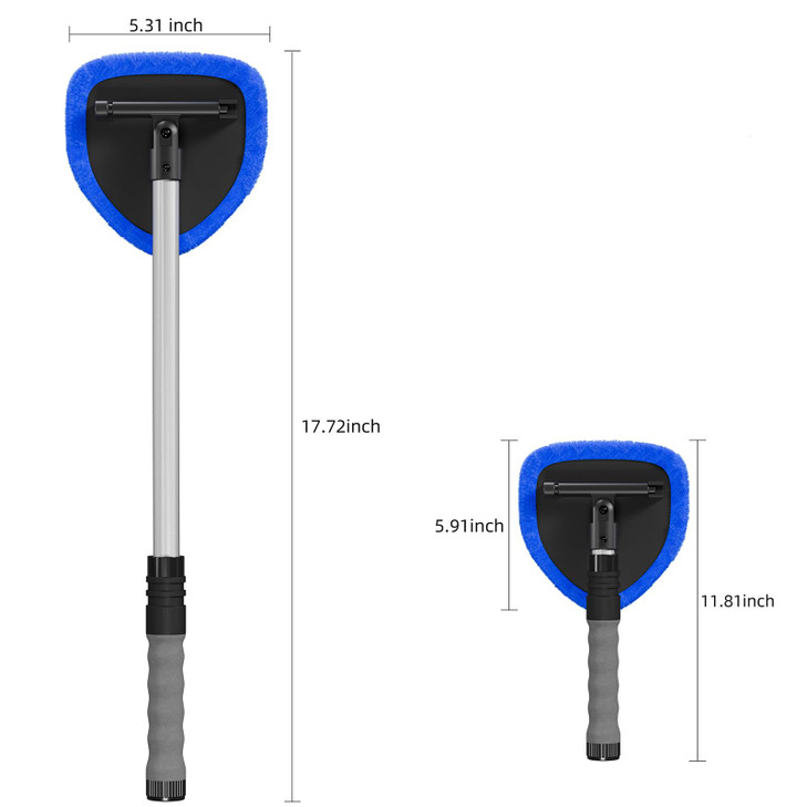 desin Windshield Cleaning Tool, Car Window Cleaner Windshield Cleaner with 4 Reusable and Washable Microfiber Pads and Extendable Handle Auto Inside